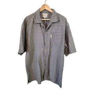 COLUMBIA  Mens 100% Cotton Button Up Short Sleeve Shirt in Blue LARGE